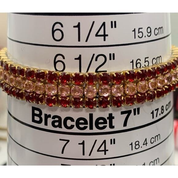 Red And Pink Rhinestone Stretch Tennis Bracelet - Picture 5 of 5
